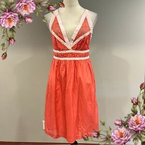 Esley Elegant Coral silk mini Lace Dress size small new without tag